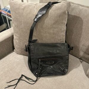 Balenciaga Leather folk messenger bag